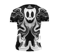 Générique Halloween T - Shirt Pour Hommes V Neck Set T-shirt à manches courtes hommes, ample, décontracté, sport, imprimé drôle en 3D, 2025 Grandes Chaussettes Homme(Le noir,S)