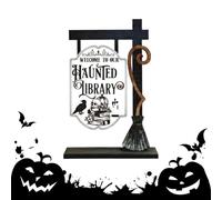 Générique Halloween Table Decorations, Wooden Tabletop Decor, Desktop Halloween Ornament, 5.9inch Compact Rustic Broom Design, Ideal for Entryway, Fireplace, Library, Kitchen Room and Mantel