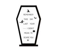 Générique Halloween Table Sign, Centerpiece Coffin Wood Accent, Festive Message Board with Scary Display Design for Farmhouse, Living Room, Bedroom, Halloween Decor, 20.5x12.5x4cm