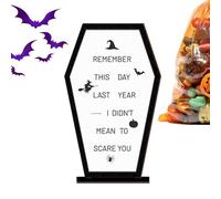 Générique Halloween Table Sign, Coffin Wood Centerpiece, 8.07x4.92x1.57 inches Festive Scene Prop, Scary Message Board, Ideal for Farmhouse Decor, Living Room, Bedroom, and Party Display
