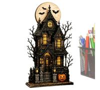 Générique Halloween Table Sign, Wooden Haunted House Pumpkin Block Decor