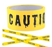 Générique Halloween Tape - Yellow Warning Scary Party Decorations for Spooky Setup, Adhesive Design with Vivid Caution Print, Safety Scene Caution Tape Roll Party Props for Outdoor Door Window