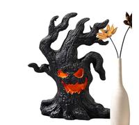 Générique Halloween Tree Bark Faces - Spooky Realistic Statue, Tabletop Ornament, Indoor Outdoor Decoration, Creepy Sculpture | Heavy Duty Figurine Set for Party Haunted House Display