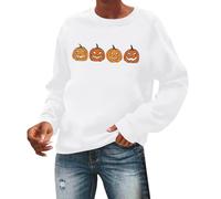 Générique Halloween Trenchs Pour Femmes Avec Capuche Sweat à manches longues et col du cou imprimé femme Chandails Longs Leggings(Blanc,XXL)