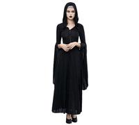 Générique Halloween Tunique Médiévale sans Manches Robe tricotée à Capuche pour Femmes, Coupe cintrée, Costume Gothique foncé, Cosplay, Nouvelle Obi Wan Kenobi Adulte Hommes Cosplay(Le Noir,S)