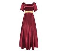 Générique Halloween Une Année dans La Vie De L Angleterre Médiévale Robe Longue rétro en Satin à col carré pour Femme Costumes Cosplay Anime Hommes Mon Héros Acedamia(Rouge,M)