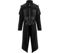 Générique Halloween Veste En Jean Homme Longue Hommes Chaud Tailcoat Pardessus Outwear Boutons Manteau Anglais(Le noir,M)