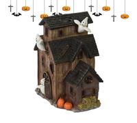 Générique Halloween Village Haunted House, Spooky Miniature Scene with LED Lights, Light-Up Halloween Decorations for Tabletop Display, Bedroom, Kitchen, Desk, Bookshelf, Restaurant