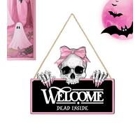 Générique Halloween Welcome Sign, Gothic Door Hanger, 9.8x7.87 inches, Weather Resistant Build Decorative, Outdoor for Haunted House, Wall, Holiday, Party, Farmhouse, Porch and Fall Yard