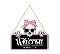 Générique Halloween Welcome Sign, Gothic Front Door Hanger Decor, Rustic Fall Holiday Signboard, Spooky Entryway Display Piece, for Farmhouse Yard Wall Haunted House Christmas Home Party Use