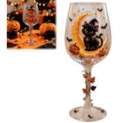Générique Halloween Wine Glass Collection Gift Box Set, 3D Working Witch Hand-Painted Artisan Goblet, Festive Party Glassware with Spooky Pumpkin,Skeleton,Raven,Ghost,Black Cats and Witch Designs