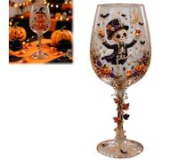 Générique Halloween Wine Glass Collection Gift Box Set, 3D Working Witch Hand-Painted Artisan Goblet, Festive Party Glassware with Spooky Pumpkin,Skeleton,Raven,Ghost,Black Cats and Witch Designs