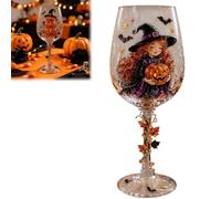 Générique Halloween Wine Glass Collection Gift Box Set, 3D Working Witch Hand-Painted Artisan Goblet, Festive Party Glassware with Spooky Pumpkin,Skeleton,Raven,Ghost,Black Cats and Witch Designs