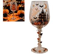 Générique Halloween Wine Glass Collection Gift Box Set, 3D Working Witch Hand-Painted Artisan Goblet, Festive Party Glassware with Spooky Pumpkin,Skeleton,Raven,Ghost,Black Cats and Witch Designs