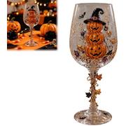 Générique Halloween Wine Glass Collection Gift Box Set, 3D Working Witch Hand-Painted Artisan Goblet, Festive Party Glassware with Spooky Pumpkin,Skeleton,Raven,Ghost,Black Cats and Witch Designs