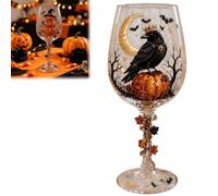 Générique Halloween Wine Glass Collection Gift Box Set, 3D Working Witch Hand-Painted Artisan Goblet, Festive Party Glassware with Spooky Pumpkin,Skeleton,Raven,Ghost,Black Cats and Witch Designs