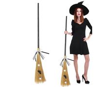 Générique Halloween Witch Broom | Evil Witchs Broomstick | Wooden Style Halloweens Horror | Hallooween Fancy Dress Costume Accessory for Masquerade Dress Up Decoration