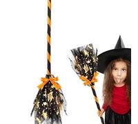 Générique Halloween Witch Broom Mesh Costume Prop Broomsticks Flying Dotidable Flying, Design Portable léger, Parfait pour Les Cosplay, décoration de fête et séances Photo, 60x5x5cm Multicolore