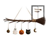 Générique Halloween Witch Broom Wall Decor Resin Hanging Costume Prop