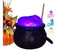 Générique Halloween Witch Cauldron - Light Up Black Candy Bucket Party Prop | Multicolor LED String Lights, Weather-Resistant, Gothic Year-Round Storage Accent, For Outdoor Yards, Porches, And Party