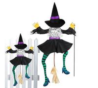 Générique Halloween Witch Yard Decorations, Funny Witch Crashing Into Tree Outdoor Decor, Adjustable 3D Hanging Figure for Lawn, Garden, Porch, Haunted House, Holiday Party Display