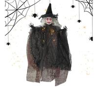 Générique Halloweens Witch Ornaments, Light-Up Glowing Witch Pendant, Spooky Tree Hanging Decor, Creepy Haunted House Prop, Halloween Accent for Wall, Room, Party Display, 12.6 inches