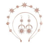 Générique Halo Crown Headband, Rhinestone Wedding Costume With Earrings, Handmade Goddess Headpiece, Elegant Bridal Hair Band, Festival & Photoshoot Accessory For Weddings & Special Events