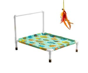 Générique Hamac Chat - Lit Mezzanine Surélevé avec Jouet Suspendu, Lit Respirant Lavable pour Petits Chiens, Ļit d'Été Rafraîchissant pour Balcon Jardin Terrasse