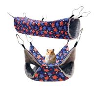 Générique Hamster Hammock - 2 Pieces Cozy Squirrel-Style Bed for Tiny Breed Pets, Comfortable Cage Accessory for Hamsters and Small Animals with Playful Hanging Design, Blue Yellow Colored