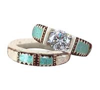 Générique Hand Carved Antler Ring for Women - Turquoise Feather Set - Made From Natural Shed Antlers,Unique Designs Antler Ring for Unisex (B, 8)