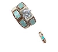 Générique Hand Carved Antler Ring,Women Turquoise Feather Set Made From Natural Shed Antler,Unique Rustic Jewelry for Men and Women (Eagle Belt, 5-12)