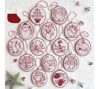 Générique Hand Embroidery Christmas Ornaments Kit, Cross Stitch Kits with DIY Material Package, Embroidery Starter Set with Stamped Pattern for Beginners Adults