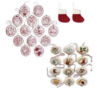 Générique Hand Embroidery Christmas Ornaments Kit, Cross Stitch Kits with DIY Material Package, Embroidery Starter Set with Stamped Pattern for Beginners Adults