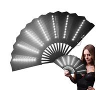 Générique Hand Fan Folding - Large Fabric Folding Fan With Sturdy Bamboo Frame, Portable Clack Fans | For Festivals, Raves, And Parties, Eye-Catching Fluorescent Design Under UV Light