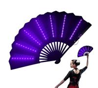 Générique Hand Fan Folding - Large Fabric Folding Fan With Sturdy Bamboo Frame, Portable Clack Fans | For Festivals, Raves, And Parties, Eye-Catching Fluorescent Design Under UV Light