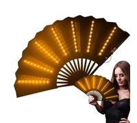 Générique Hand Fan Folding - Large Fabric Folding Fan With Sturdy Bamboo Frame, Portable Clack Fans | For Festivals, Raves, And Parties, Eye-Catching Fluorescent Design Under UV Light