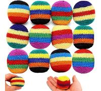 Générique Hand-Made Knitted Footbag Sack, 2026 Upgraded Assorted Foot Bag Crochet Ball for Beginners, Multicolored Geometric Pattern, Ready-to-Use (12PCS)