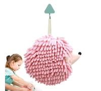 Générique Hand Towel, Fuzzy Ball, Decorative Hedgehog Chenille Wash Cloths, Adorable Absorbent Bathroom Kitchen Towels with Loop for Men Women Family Home Decor, 7.48x6.69x1.97 inches