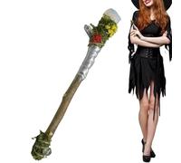 Générique Handcrafted Crystal Wand - 6.3 inch Natural Raw Stone | Witch Decoration with Moss and Flowers | Suitable for Wiccan Altars, Cosplay, Pagan Rituals