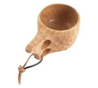 Générique Handcrafted Cup - 6.1x3.54x2.56in Rubberwood Drinking Mug With Lanyard | Coffee Tea Milk Cup For Hiking Camping Outdoor Survival And Travel Adventures Tableware Outdoor