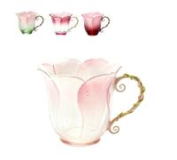 Générique Handcrafted Floral Petal Coffee Mug with Vine Handle,Artistic Floral Ceramic Coffee Mug with Bloom-Shaped Design,Elegant Handmade Tea Cup for Women Friends Home Décor (Colors4)