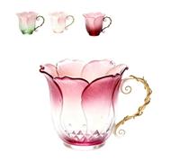 Générique Handcrafted Floral Petal Coffee Mug with Vine Handle,Artistic Floral Ceramic Coffee Mug with Bloom-Shaped Design,Elegant Handmade Tea Cup for Women Friends Home Décor (Colors3)