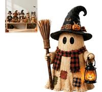 Générique Handcrafted Halloween Ghost Figurine, Rustic Fall Pumpkin Ghost Mummy Skeleton Figurine, Adorable 3D Resin Monster Statue Decoration for Mantel Porch,Festive Tabletop Decor