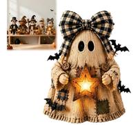 Générique Handcrafted Halloween Ghost Figurine, Rustic Fall Pumpkin Ghost Mummy Skeleton Figurine, Adorable 3D Resin Monster Statue Decoration for Mantel Porch,Festive Tabletop Decor