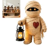 Générique Handcrafted Halloween Ghost Figurine, Rustic Fall Pumpkin Ghost Mummy Skeleton Figurine, Adorable 3D Resin Monster Statue Decoration for Mantel Porch,Festive Tabletop Decor