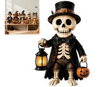 Générique Handcrafted Halloween Ghost Figurine, Rustic Fall Pumpkin Ghost Mummy Skeleton Figurine, Adorable 3D Resin Monster Statue Decoration for Mantel Porch,Festive Tabletop Decor