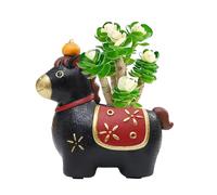 Générique Handcrafted Horse Planter - Greenery Decorative Pot, Compact Figurine for Friends, Durable Resin with Artistic Touch, Indoor Decor, Potted Plants for Desk and Housewarming Gift