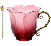 Générique Handcrafted Petal Cup with Vine Handle, Artistic Floral Ceramic Coffee Mug with Bloom-Shaped Design, Artistic Floral Elegant Nature Glass Mug for Women, Friends, Home Décor Gift (Color D)