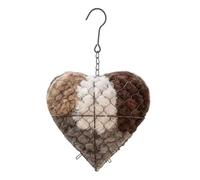 Générique Handmade Alpaca Fiber Bird Nesting Heart, Hangable Refillable Hummingbird Alpaca Bird Nesting Heart for Garden Yard Tree Decor