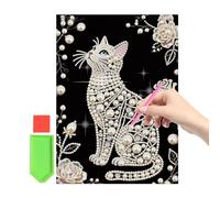 Générique Handmade Cat Portrait, Creative Pearl Art Tool, Versatile with Glossy Finish, Brilliant Pearlescent Needlework Component, Sparkling Trim with Modern Aesthetic, Birthday Gift for Women